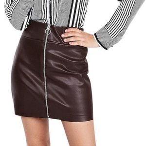 express burgundy high waisted faux leather skirt